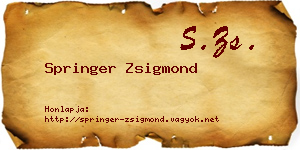 Springer Zsigmond névjegykártya